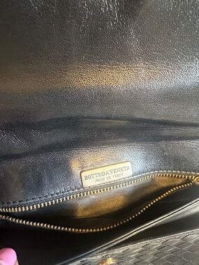 Bottega Veneta Black Leather Woven Shoulder Bag Vintage